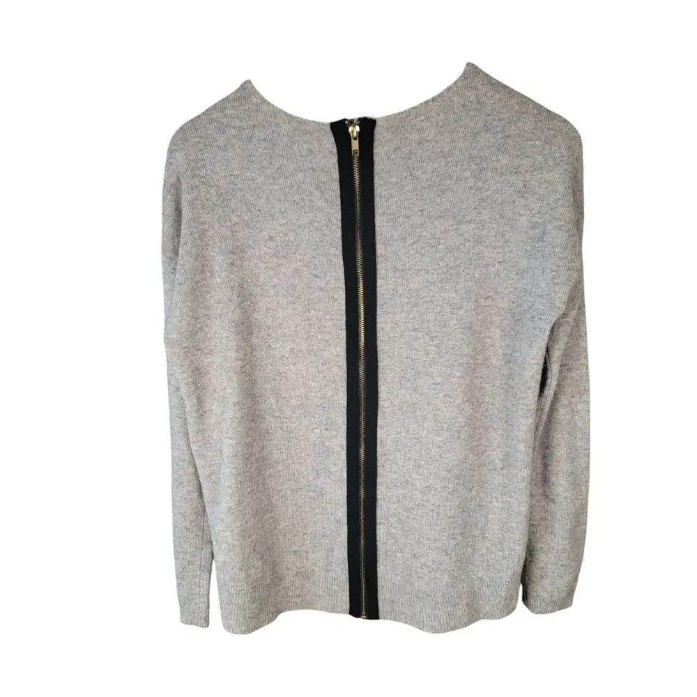Halogen Women's Size XS Wool Cashmere Sweater Gray Full Back Zip‎